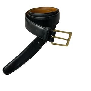 Brooks Brothers Leather Belt Mens 36 Black Brass Buckle Dress Prep Classic 1.25"